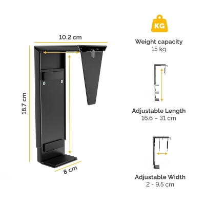 Suport DESK unitate PC Fellowes, Filex Thin Client Desk, negru